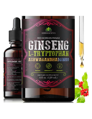 Suplemento Líquido de Ginseng y L-Triptófano 118.29 ml - Herbalicious