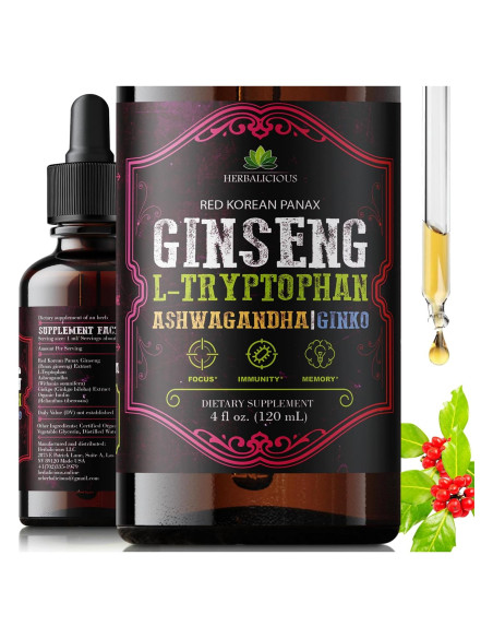 Suplemento Líquido de Ginseng y L-Triptófano 118.29 ml - Herbalicious
