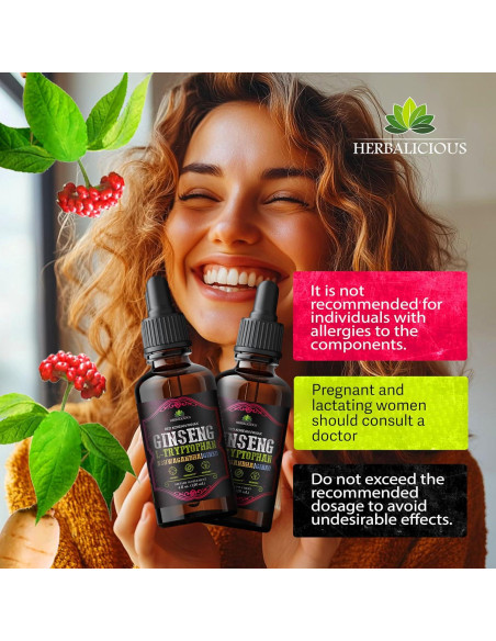 Suplemento Líquido de Ginseng y L-Triptófano 118.29 ml - Herbalicious