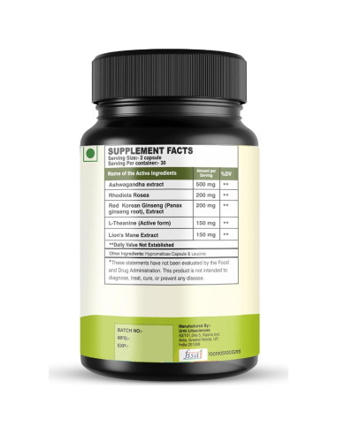 Suplemento Energético 5 en 1 Urmi Lifesciences 60 Cápsulas Veganas