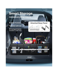 Organizador de Maletero HOTOR con Enfriador 69L Plegable Negro 2