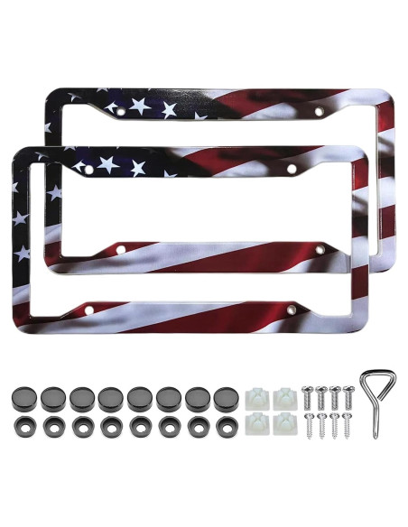 Marco de Placa de Licencia Aluminio LIN KANG Bandera Americana