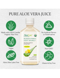 Jugo de Aloe Vera Orgánico AloeCure Limón 6 Botellas 496ml 2