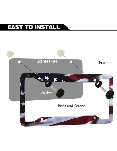 Marco de Placa de Licencia Aluminio LIN KANG Bandera Americana
