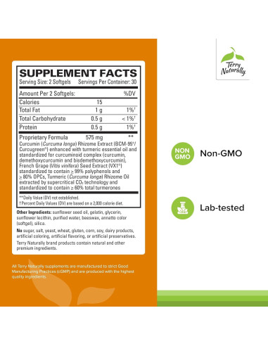 Suplemento de Cúrcuma Terry Naturally CuraMed 60 Gelatinas