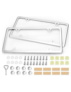 Marcos de Placa de Licencia Ohuhu Acero Inoxidable Plata 2 Pcs
