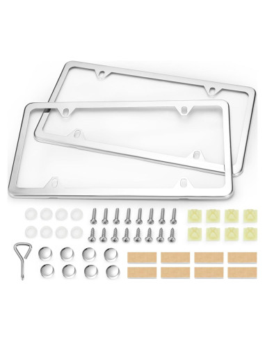 Marcos de Placa de Licencia Ohuhu Acero Inoxidable Plata 2 Pcs