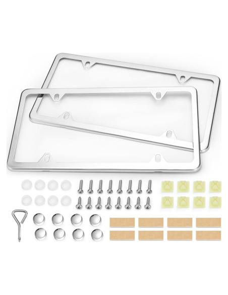 Marcos de Placa de Licencia Ohuhu Acero Inoxidable Plata 2 Pcs