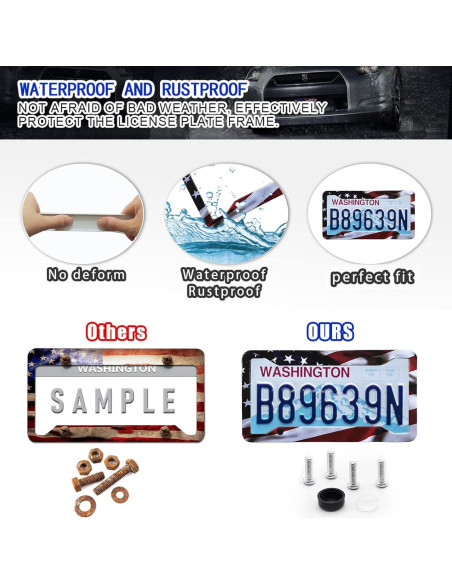 Marco de Placa de Licencia Aluminio LIN KANG Bandera Americana