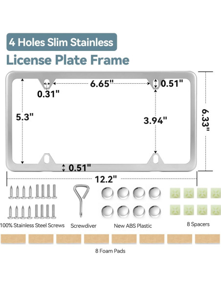 Marcos de Placa de Licencia Ohuhu Acero Inoxidable Plata 2 Pcs