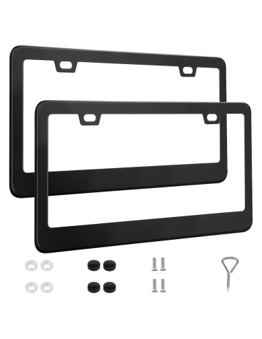 Paquete de 2 Marcos de Placa de Licencia QUANQIUFEI Negro
