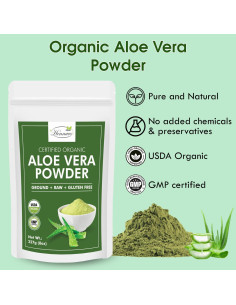 Polvo de Aloe Vera Orgánico Hennaco 227g Hidratante Natural 2