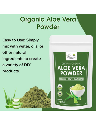 Polvo de Aloe Vera Orgánico Hennaco 227g Hidratante Natural