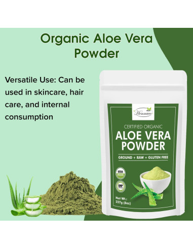 Polvo de Aloe Vera Orgánico Hennaco 227g Hidratante Natural