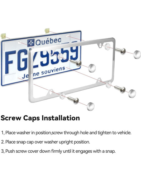 Marcos de Placa de Licencia Ohuhu Acero Inoxidable Plata 2 Pcs