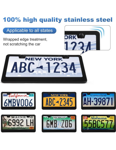 Paquete de 2 Marcos de Placa de Licencia QUANQIUFEI Negro