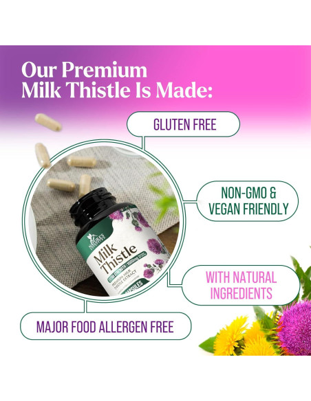 Extracto de Cardo Mariano 1000mg - Suplemento Herbal 120 Cápsulas Extracto de Cardo Mariano 1000mg - Suplemento Herbal 120 Cápsulas