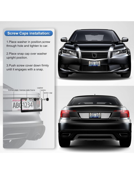 Paquete de 2 Marcos de Placa de Licencia QUANQIUFEI Negro