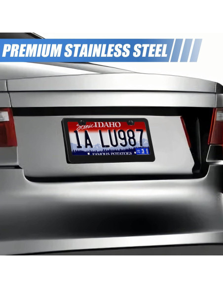 Paquete de 2 Marcos de Placa de Licencia QUANQIUFEI Negro