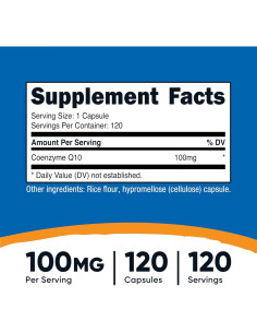 Nutricost CoQ10 100mg 120 Cápsulas Vegetarianas Alta Absorción 2