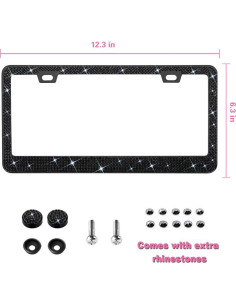 Marco de Placa de Licencia Brillante OKLPF Negro con Cristales 2