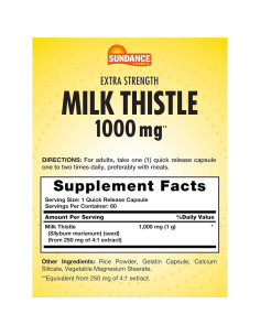 Cápsulas de Cardo Mariano Sundance 1000mg | 60 Unidades | Suplemento Herbal Sin OGM 2