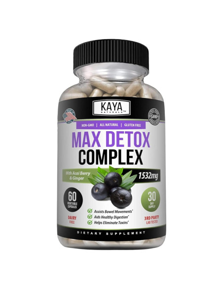 Suplemento Herbal Kaya Naturals Max Detox 1532 mg 60 Cápsulas Suplemento Herbal Kaya Naturals Max Detox 1532 mg 60 Cápsulas