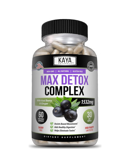 Suplemento Herbal Kaya Naturals Max Detox 1532 mg 60 Cápsulas Suplemento Herbal Kaya Naturals Max Detox 1532 mg 60 Cápsulas