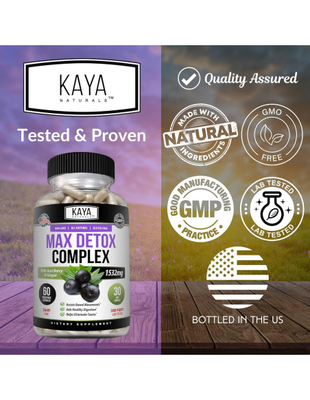 Suplemento Herbal Kaya Naturals Max Detox 1532 mg 60 Cápsulas Suplemento Herbal Kaya Naturals Max Detox 1532 mg 60 Cápsulas