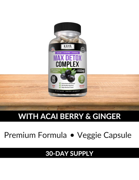 Suplemento Herbal Kaya Naturals Max Detox 1532 mg 60 Cápsulas Suplemento Herbal Kaya Naturals Max Detox 1532 mg 60 Cápsulas