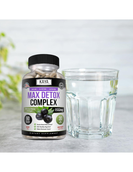 Suplemento Herbal Kaya Naturals Max Detox 1532 mg 60 Cápsulas Suplemento Herbal Kaya Naturals Max Detox 1532 mg 60 Cápsulas