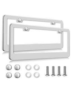 Paquete de 2 Marcos de Placas de Licencia Lengnoy Plateados