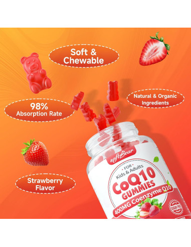 Gominolas CoQ10 Softbear 400mg Sabor Fresa 60 Unidades