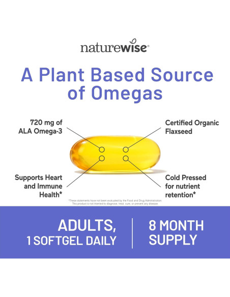 NatureWise Aceite de Semilla de Lino 1200 mg Omega 3 6 9 240 Cápsulas