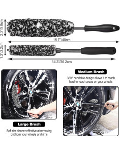Kit de Cepillos Limpiadores de Ruedas NIKCOSMK WCB-3 Negro 2