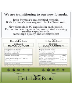 Raíz de Cohosh Negro Orgánica Herbal Roots | 90 Cápsulas Veganas | Apoyo Menopausia 2