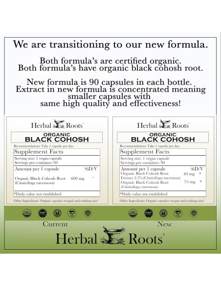 Raíz de Cohosh Negro Orgánica Herbal Roots | 90 Cápsulas Veganas | Apoyo Menopausia Raíz de Cohosh Negro Orgánica Herbal Roots | 90 Cápsulas Veganas | Apoyo Menopausia