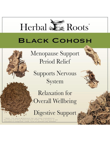 Raíz de Cohosh Negro Orgánica Herbal Roots | 90 Cápsulas Veganas | Apoyo Menopausia