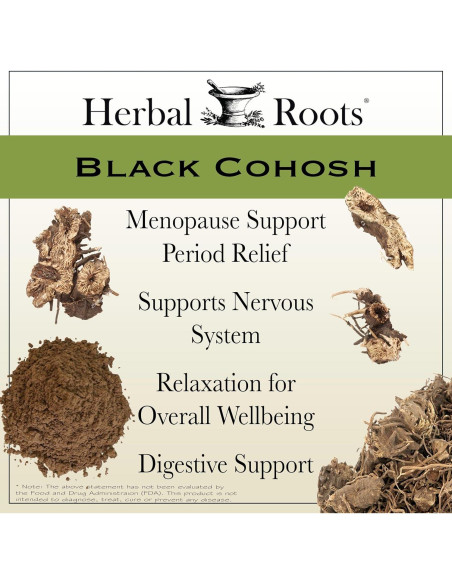 Raíz de Cohosh Negro Orgánica Herbal Roots | 90 Cápsulas Veganas | Apoyo Menopausia Raíz de Cohosh Negro Orgánica Herbal Roots | 90 Cápsulas Veganas | Apoyo Menopausia
