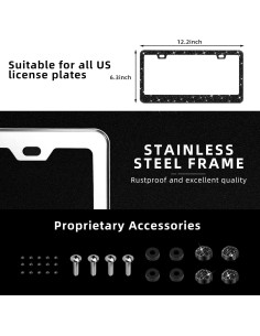 Marco de Placa de Licencia Brillante OKLPF Negro 2PCS con Cristales 2