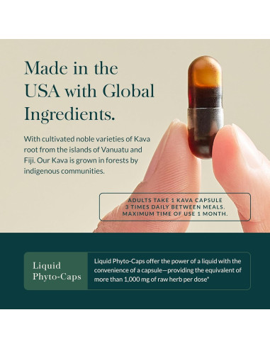 Gaia Herbs Raíz de Kava 60 Cápsulas Veganas - Relajación Natural