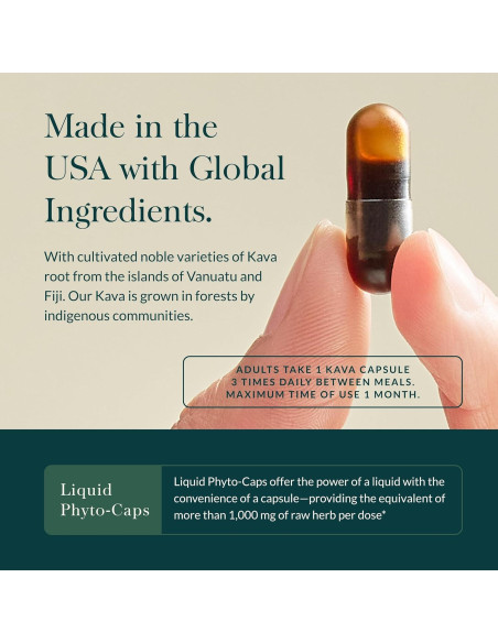 Gaia Herbs Raíz de Kava 60 Cápsulas Veganas - Relajación Natural