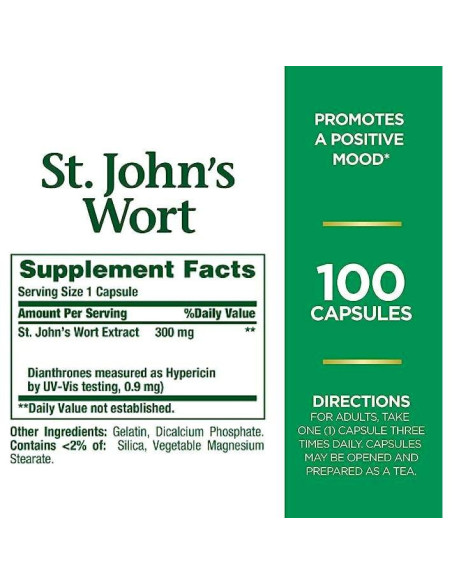 Suplemento Herbal Nature's Bounty Hierba de San Juan 300mg 100 Cápsulas Suplemento Herbal Nature's Bounty Hierba de San Juan 300mg 100 Cápsulas