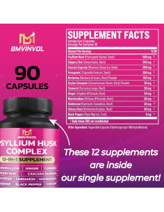Suplemento Inmunológico BMVINVOL Psyllium Husk 90 Cápsulas 2