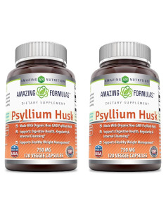 Suplemento Psyllium Husk 750mg Nutrición Asombrosa 120 Cápsulas