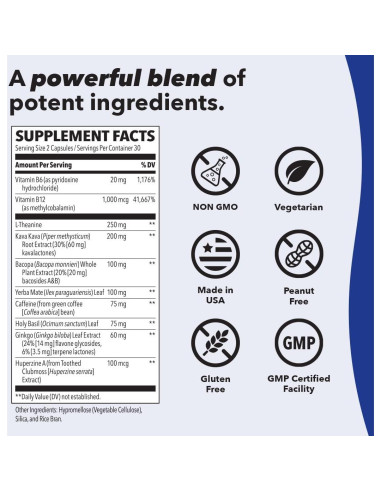 LifeSeasons Focus-R - Suplemento para Concentración - 60 Cápsulas