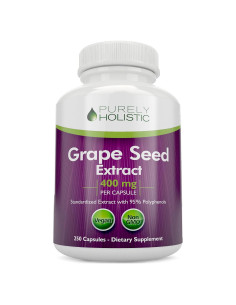 Extracto de Semilla de Uva Purely Holistic 20,000mg 250 Cápsulas Veganas