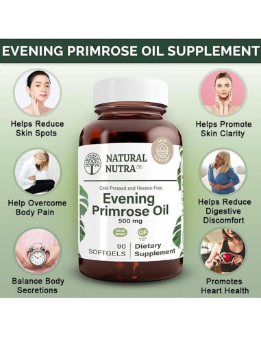 Suplemento Aceite de Onagra Natural Nutra 500 mg 90 Cápsulas