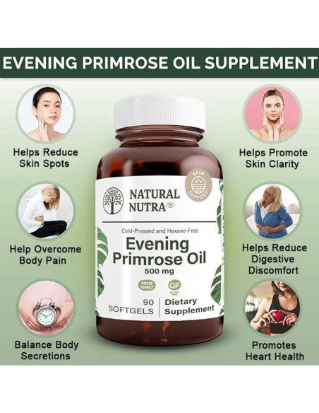 Suplemento Aceite de Onagra Natural Nutra 500 mg 90 Cápsulas Suplemento Aceite de Onagra Natural Nutra 500 mg 90 Cápsulas