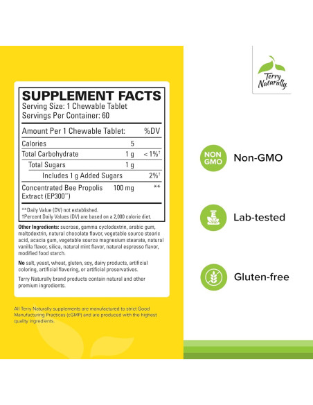 Terry Naturally Extracto de Propóleos EP300 - 60 Tabletas Masticables